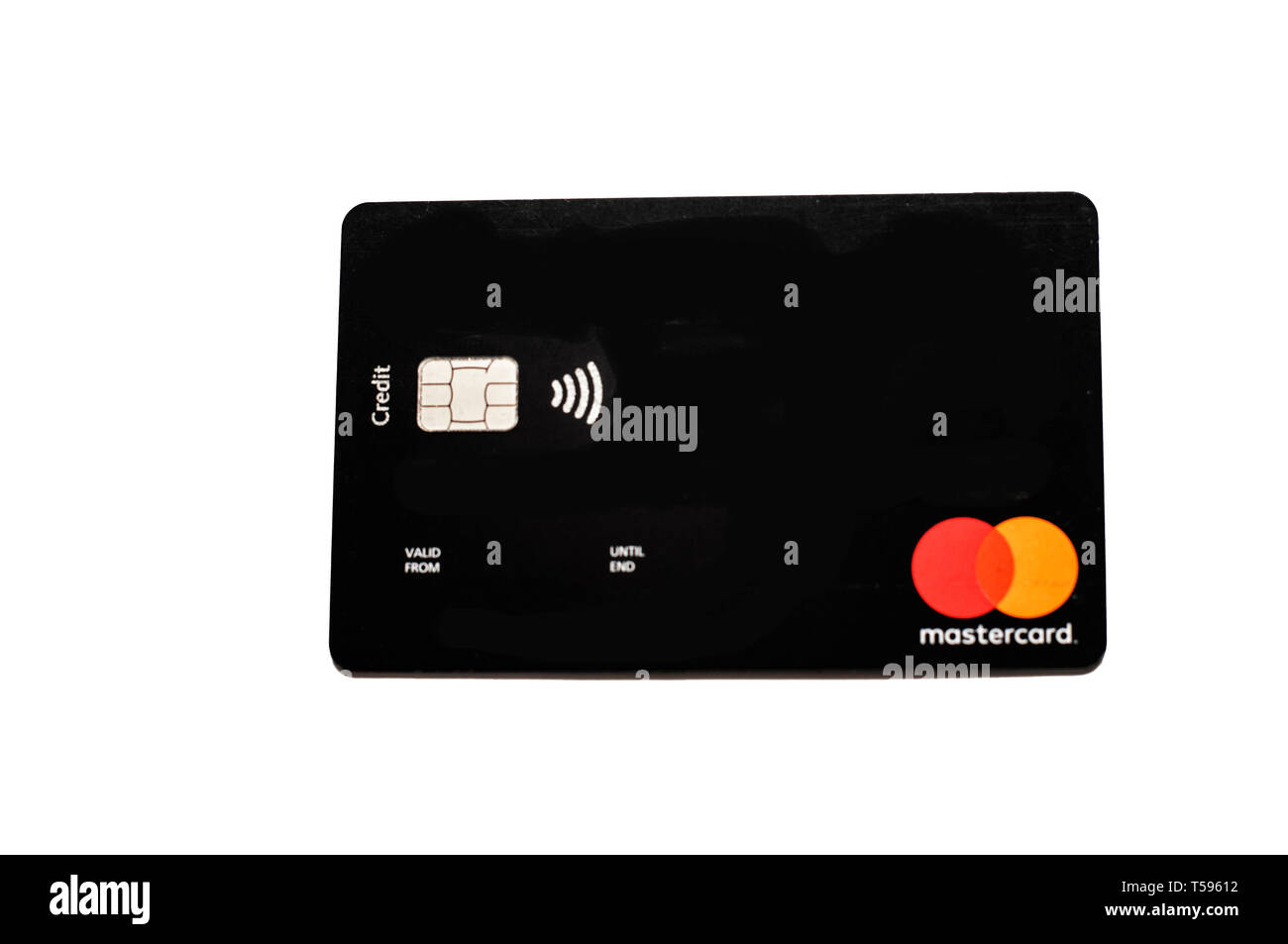 Plain black card with mastercard logo Stock Photo Alamy