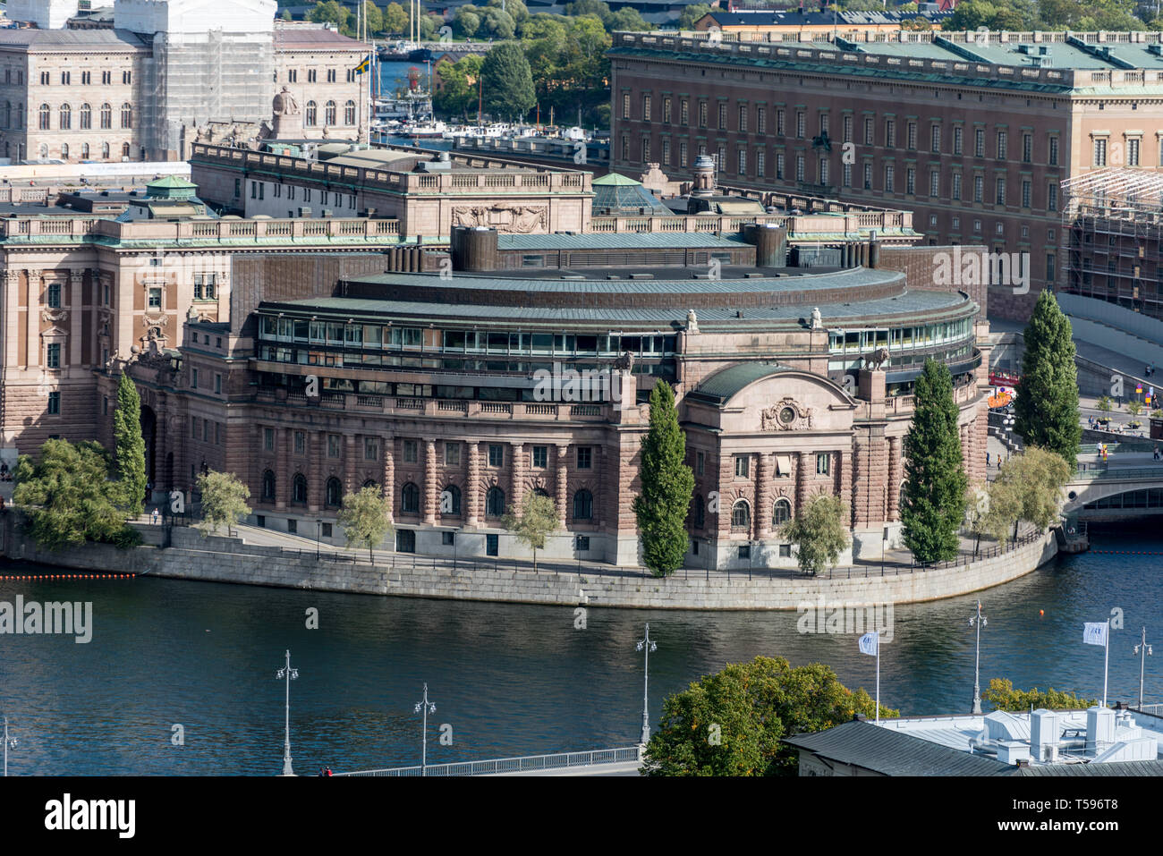 The Swedish Parliament Building (Riksdagshuset) designed by Aron Johansson in the Neoclassical style. Stock Photo