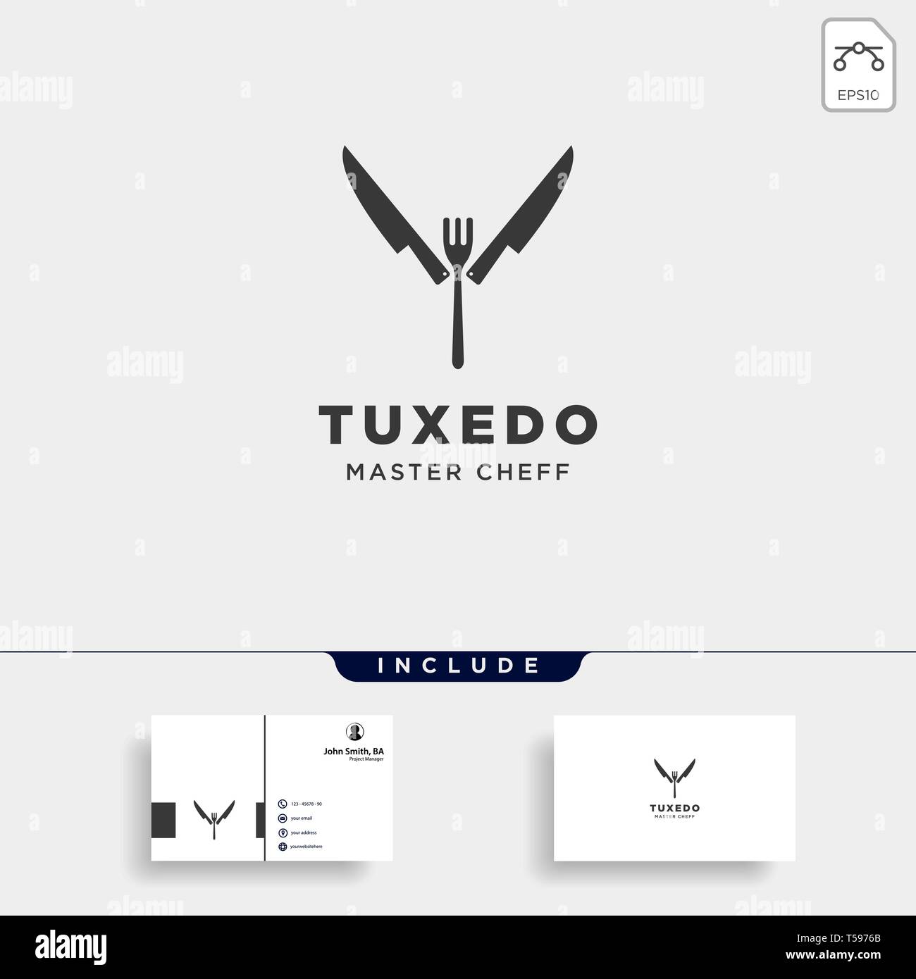 knife fork spoon tuxedo simple flat logo design vector illustration icon element Stock Vector
