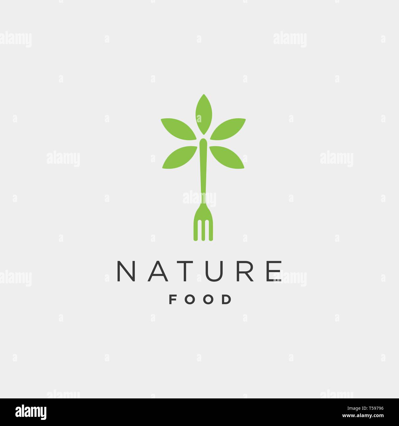 fork nature food equipment simple flat logo template design vector illustration - vector Stock Vector