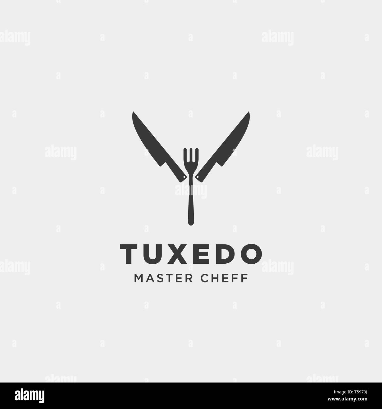 knife fork spoon tuxedo simple flat logo design vector illustration icon element Stock Vector