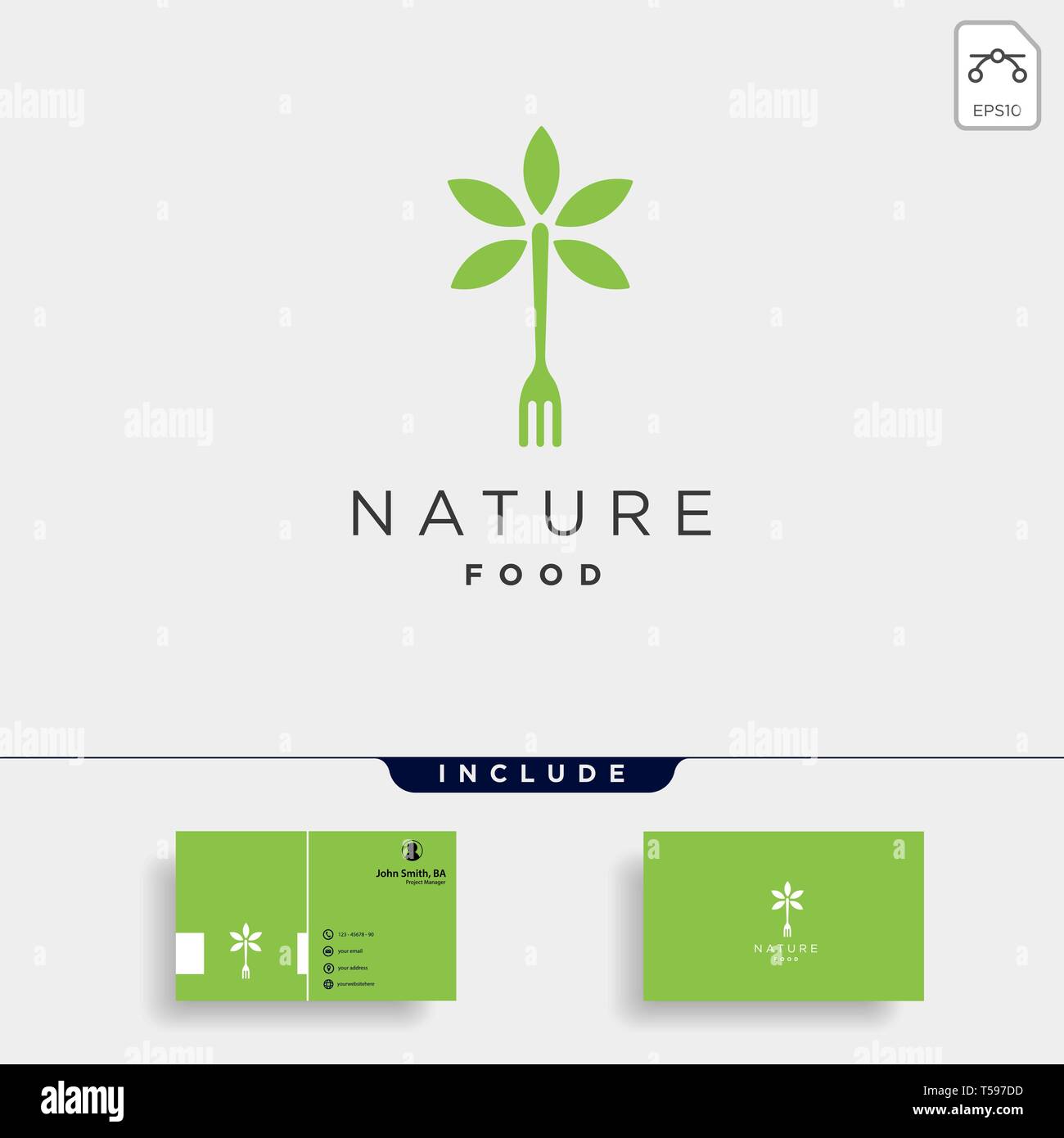 fork nature food equipment simple flat logo template design vector illustration - vector Stock Vector