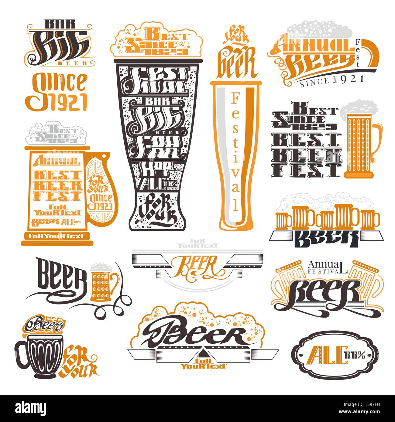 Vintage beer bottle vector labels alcohol drink label hi-res stock ...