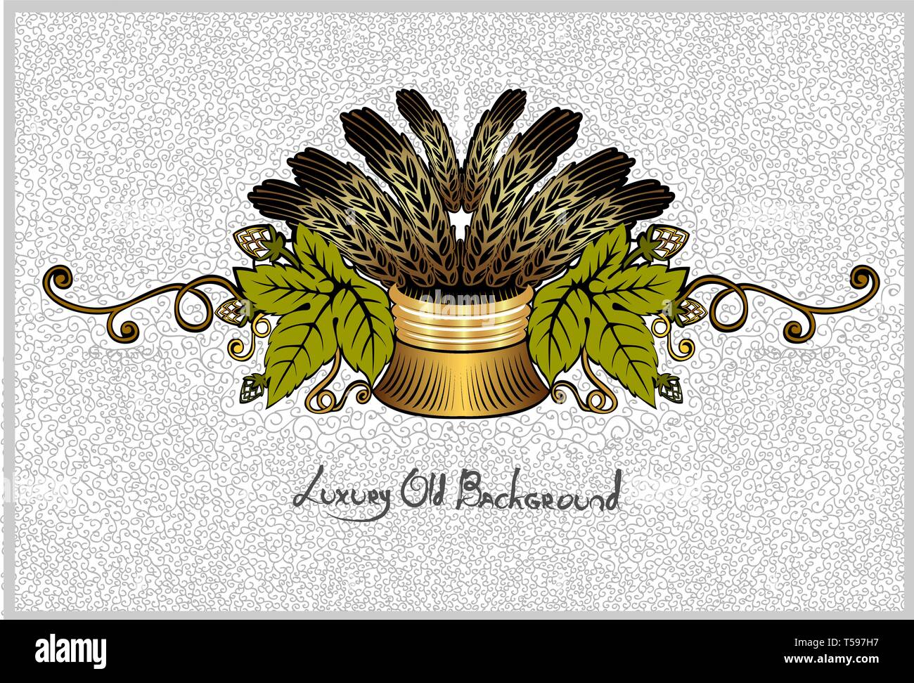 Bundle of spikes between hop pattern. Beer background Stock Vector
