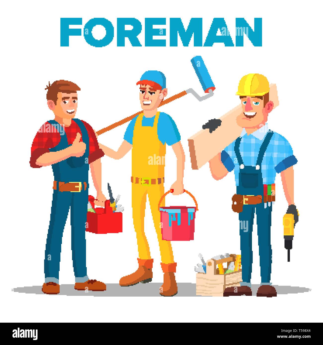 Character Foreman Staff Renovation Team Vector Stock Vector Image & Art -  Alamy
