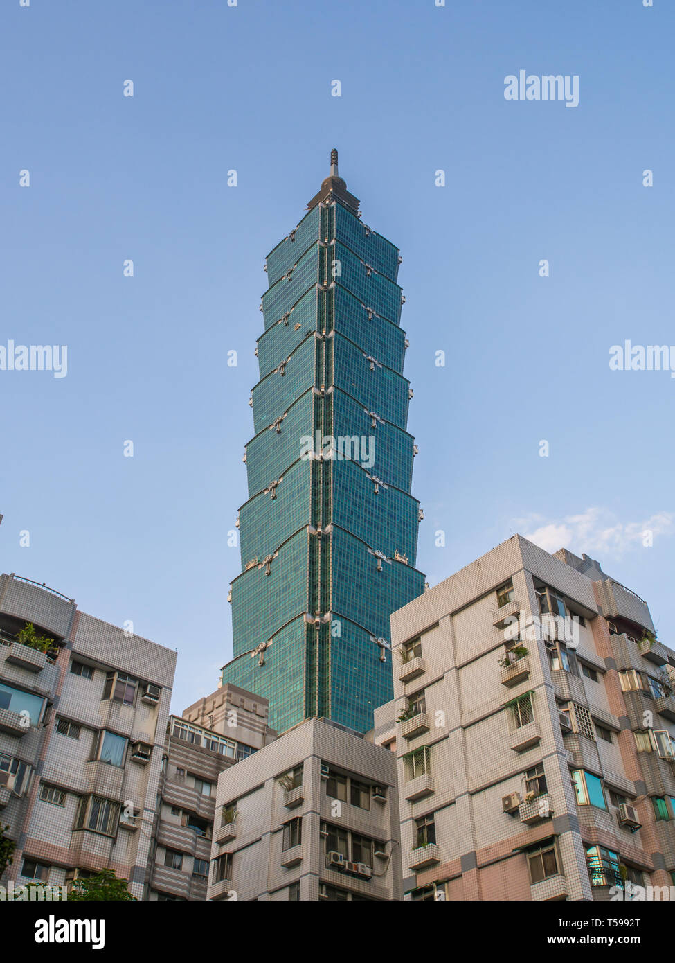 Taipei, Taiwan - October 02, 2016: Taipei 101 and other skyscrapter. Landmark supertall skyscraper in Xinyi District. Stock Photo