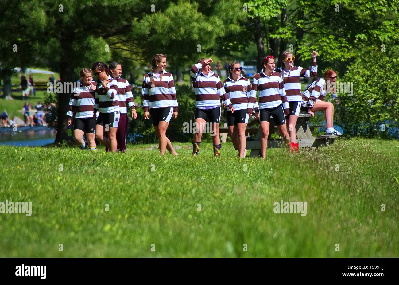 New Preston, CT USA. May 2010. Crew rowing members from Stonington High