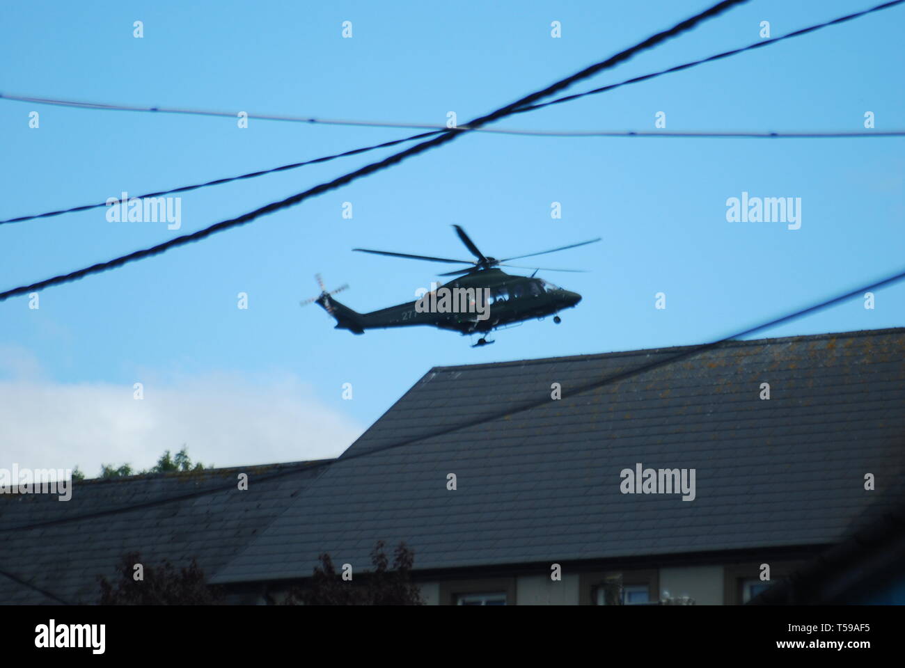 Air Corps Medivac 112 coming into land at Bantry General Hospital. Bantry West Cork Ireland. Stock Photo