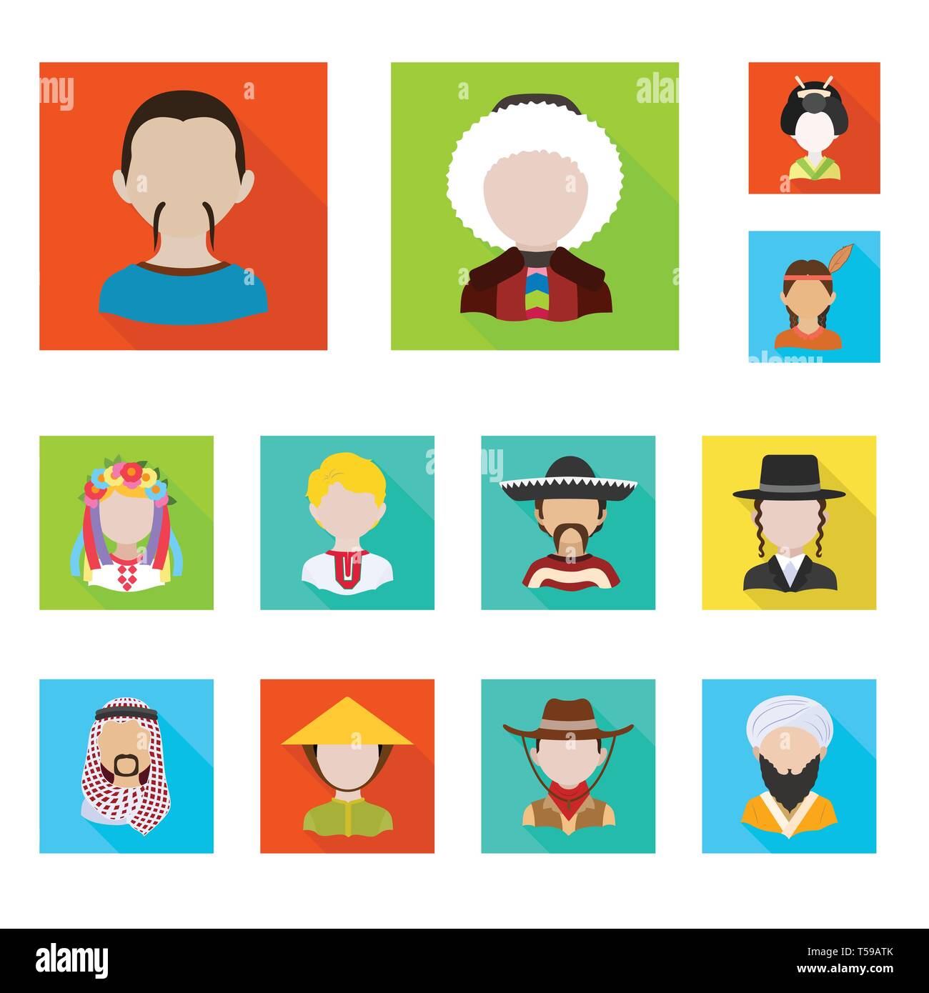 Isolated object of nation and race icon. Collection of nation and user ...