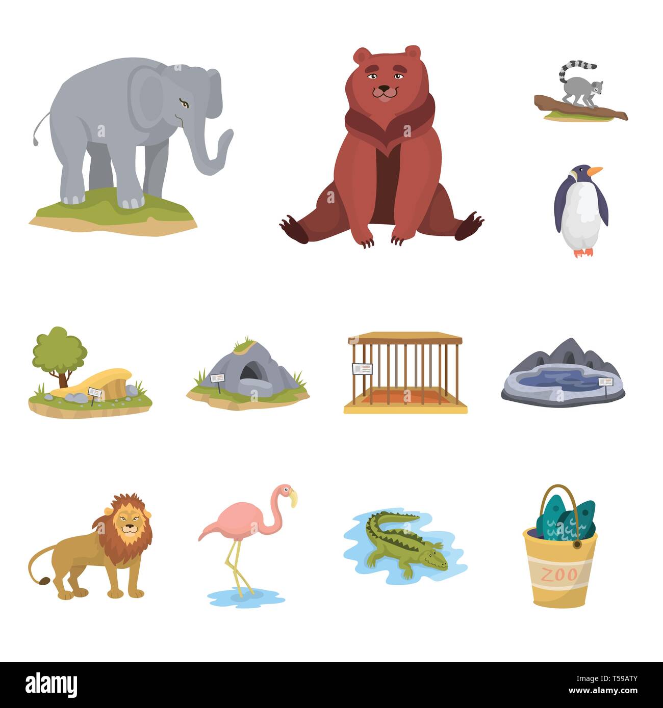 Vector design of zoo  and park icon. Collection of zoo  and animal stock symbol for web. Stock Vector