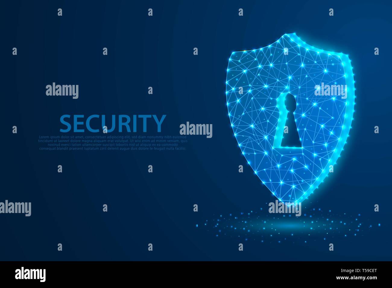 Technology security icon with blue background, A keyhole icon composed ...