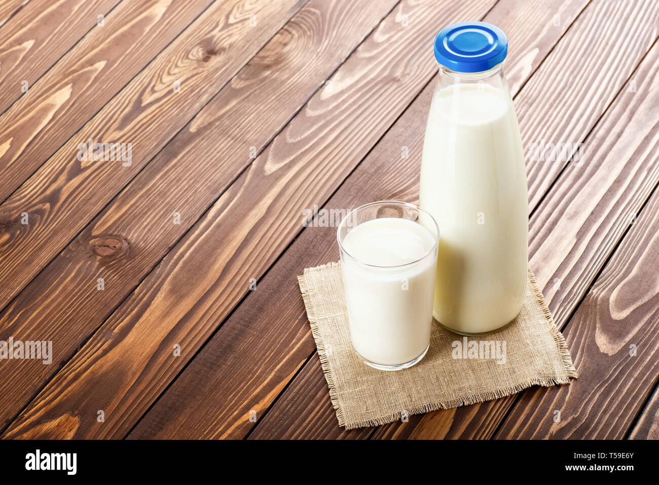 milk in glass and bottle Stock Photo