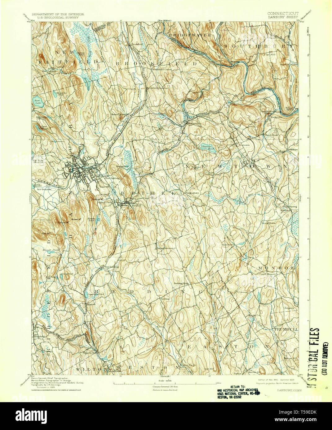 USGS TOPO Map Connecticut CT Danbury - Usgs Topo Map Connecticut Ct Danbury 331009 1892 62500 Restoration T59EDK
