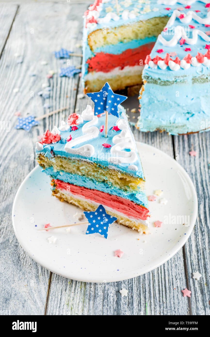 Homemade American United States Independence Day Cake For 4 July