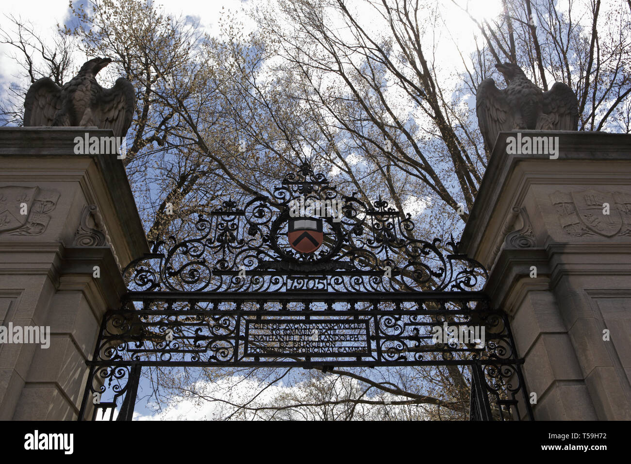 Princeton University Campus. Nassau Hall and FitzRandolph Gates entry on Nassau Street