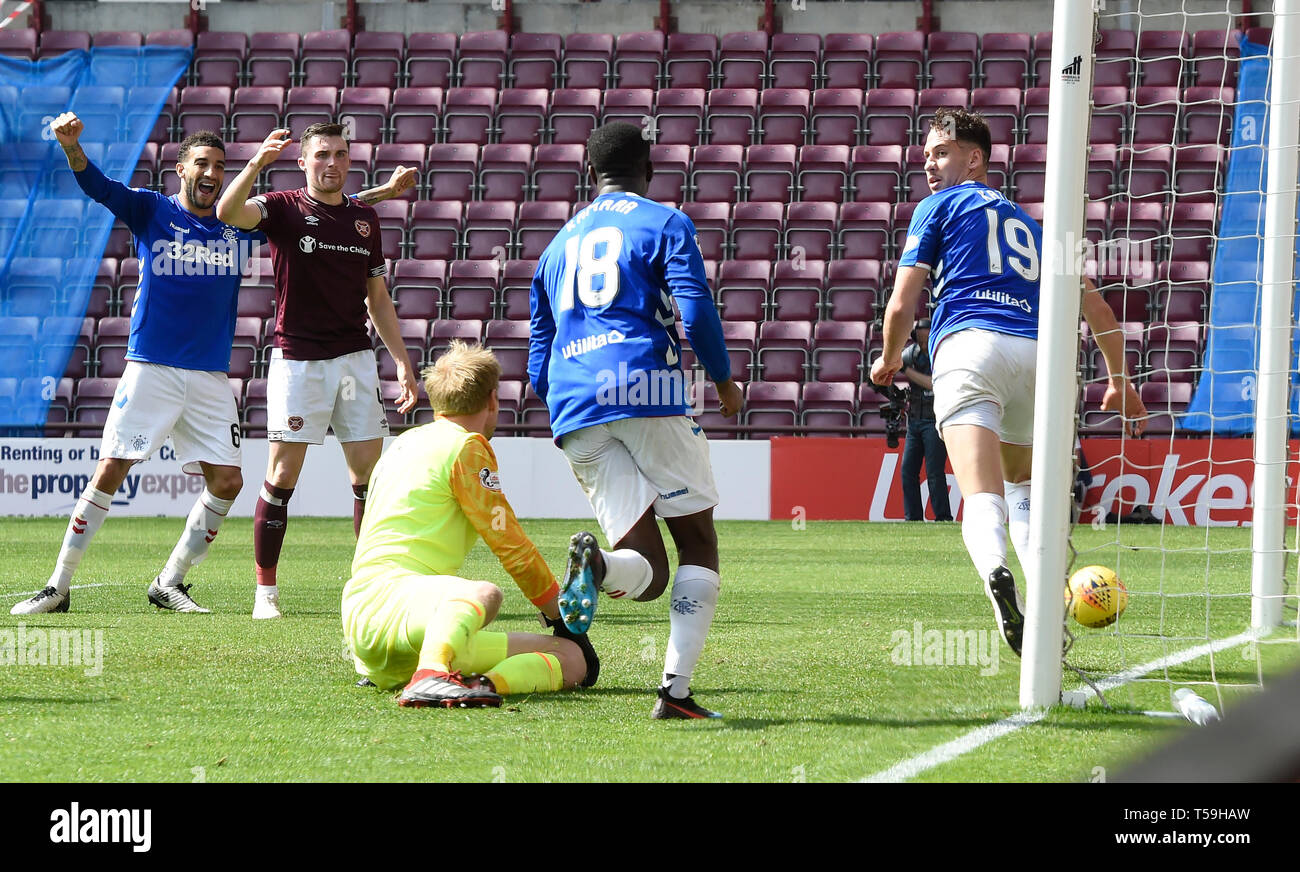 Rangers Nikola Katic runs away after scoring Rangers third goal Stock ...