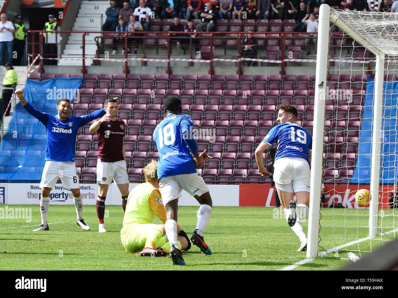 Rangers Nikola Katic runs away after scoring Rangers third goal Stock ...