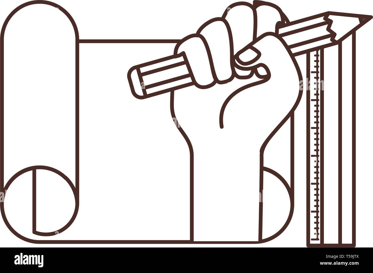 hand with construction plan isolated icon Stock Vector Image & Art - Alamy