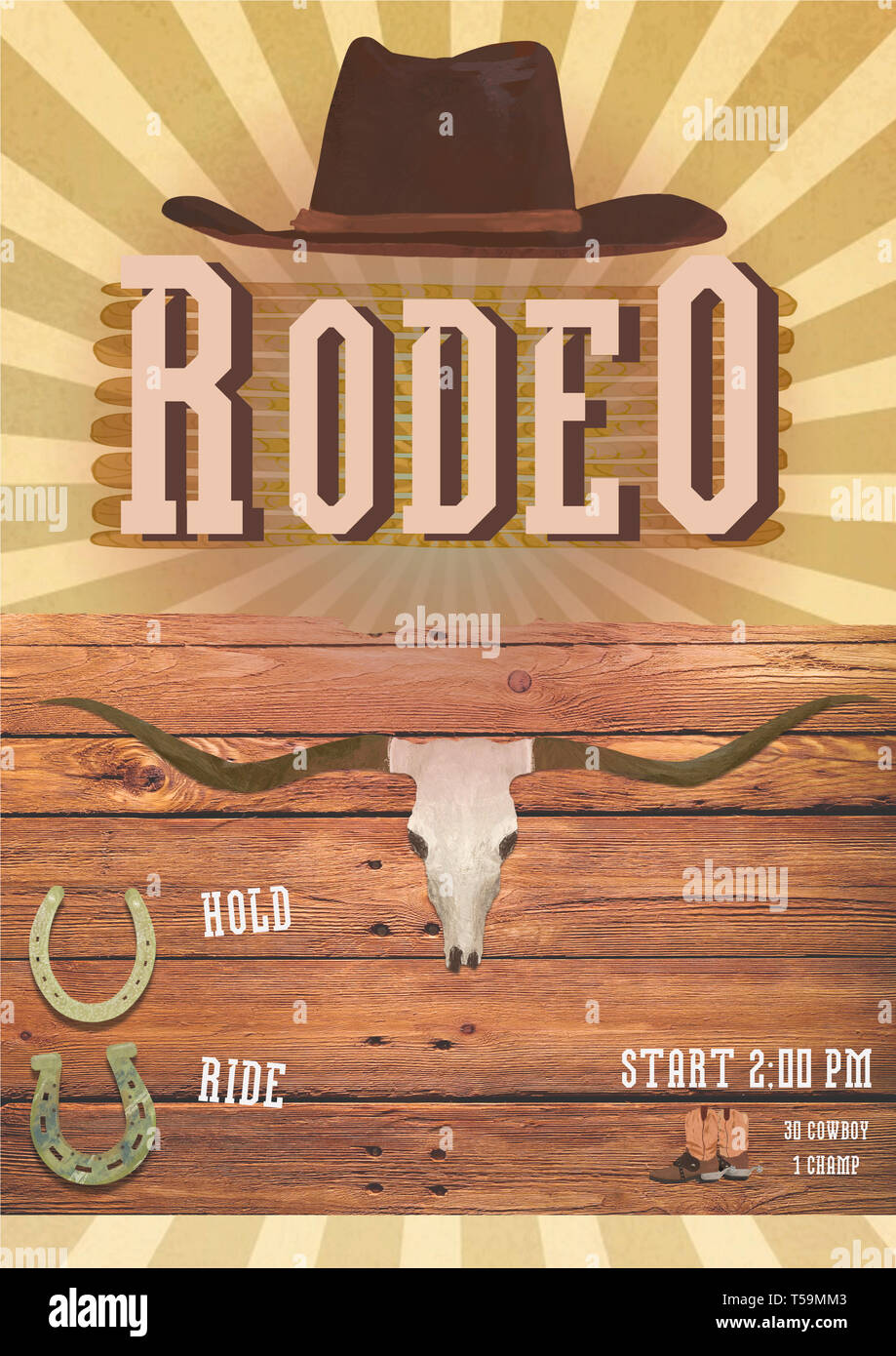 invite template for a rodeo or wild west theme party stock photo