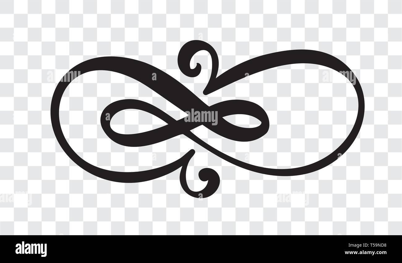Infinity calligraphy vector illustration symbol logo. Eternal limitless emblem. Modern brush stroke. Isolated endless life concept. Graphic design Stock Vector