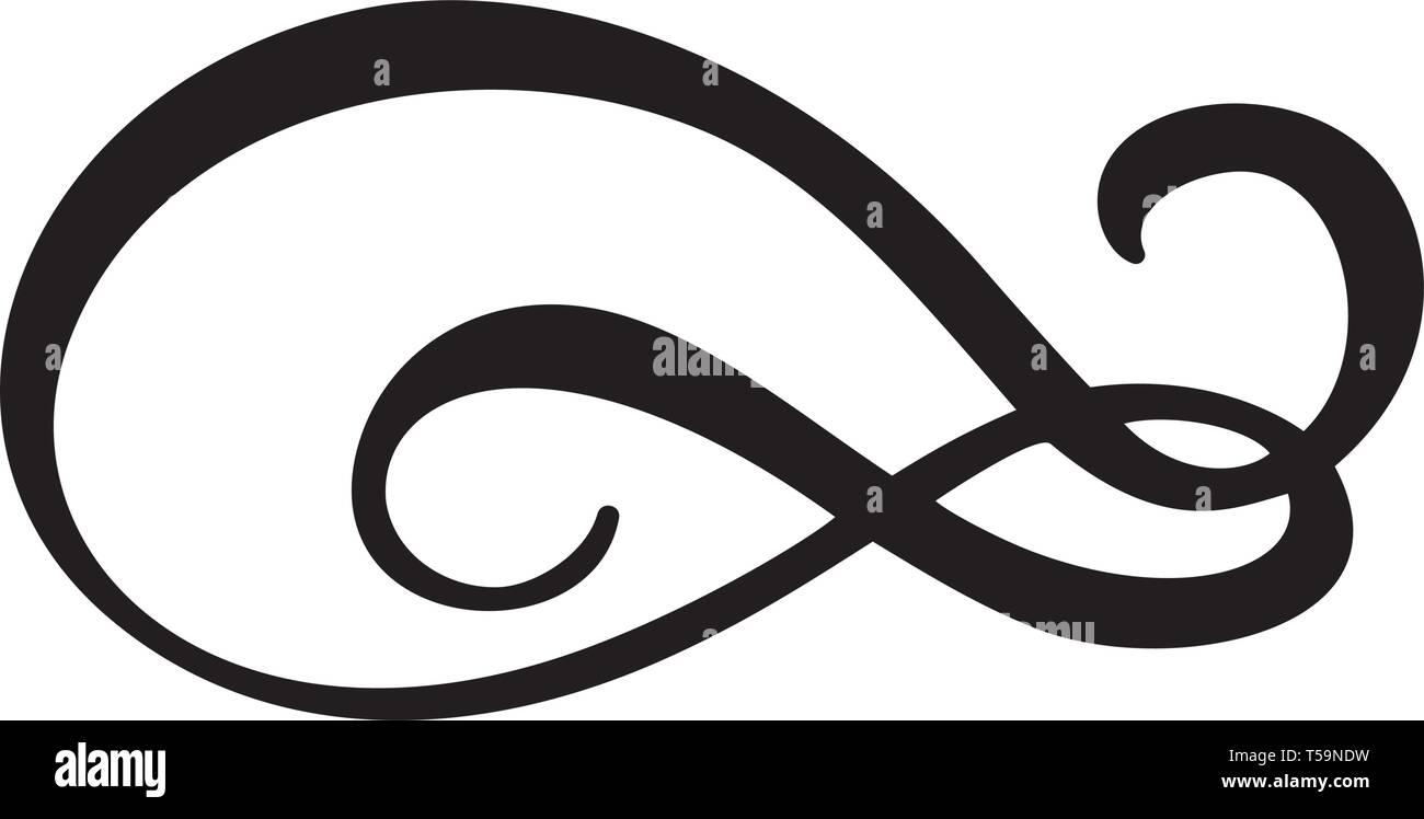 Infinity calligraphy vector illustration symbol. Eternal limitless emblem. Black mobius ribbon silhouette. Modern brush stroke. Cycle endless life Stock Vector