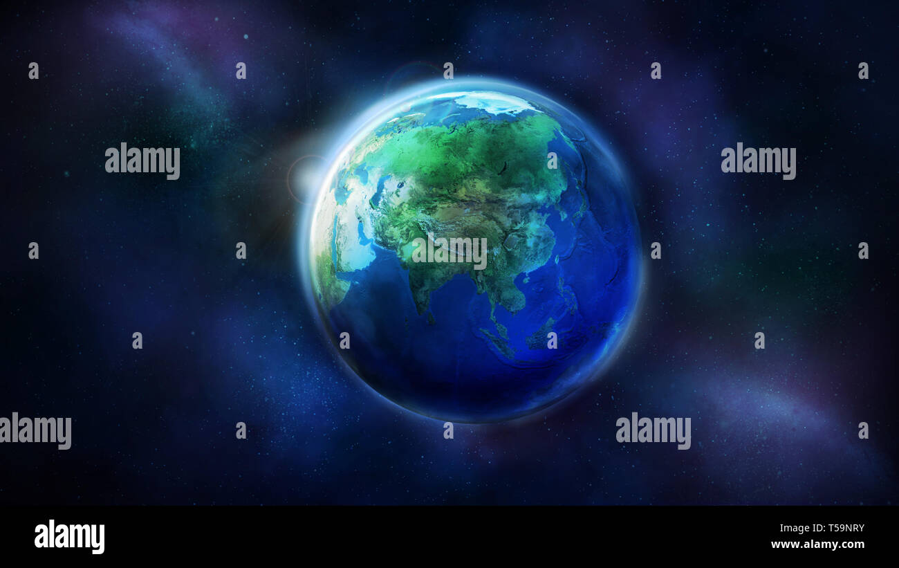 The day half of the Earth from space showing Asia Stock Photo - Alamy