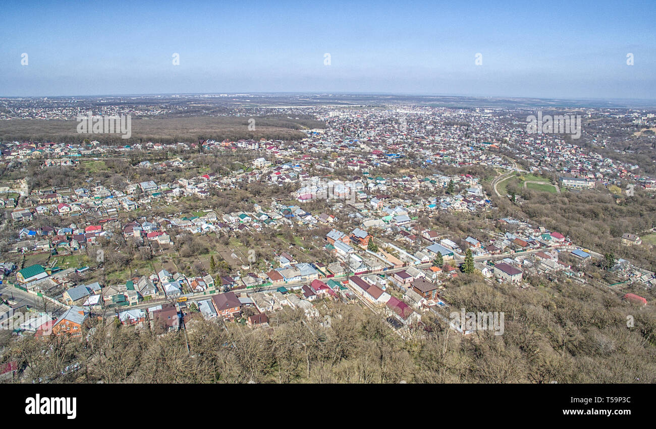 General panorama of the city center from the air. Russia, Stavropol. Stock Photo
