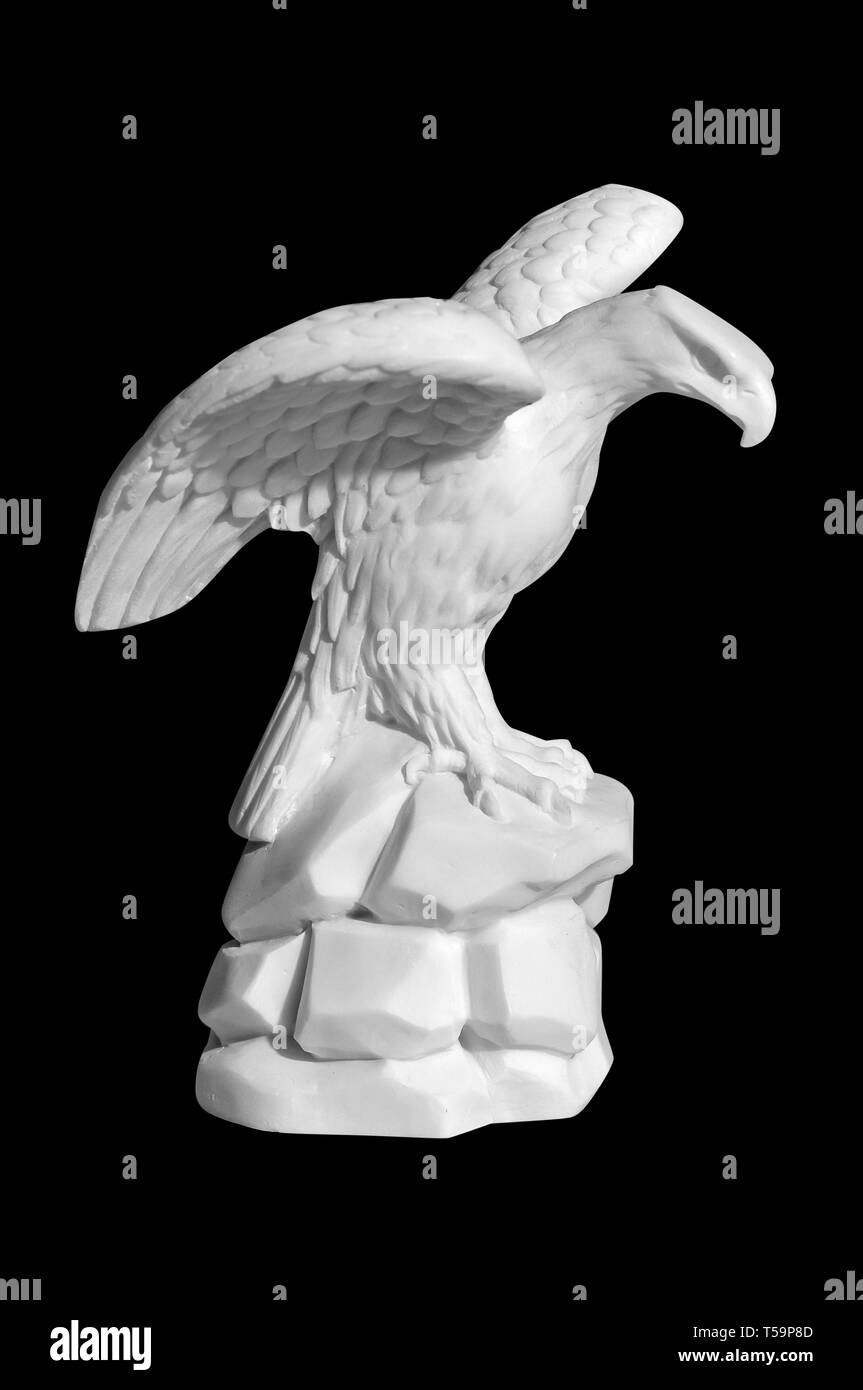 marble statue of an eagle on a black background Stock Photo - Alamy