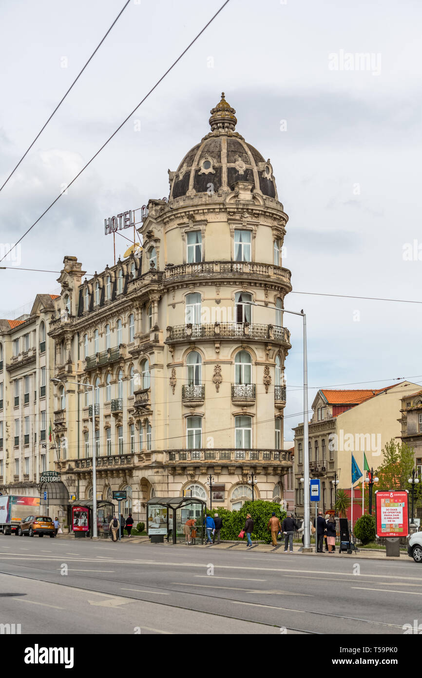 Coimbra / Portugal - 04 04 2019 : View of classic building with hotel in Coimbra Stock Photo