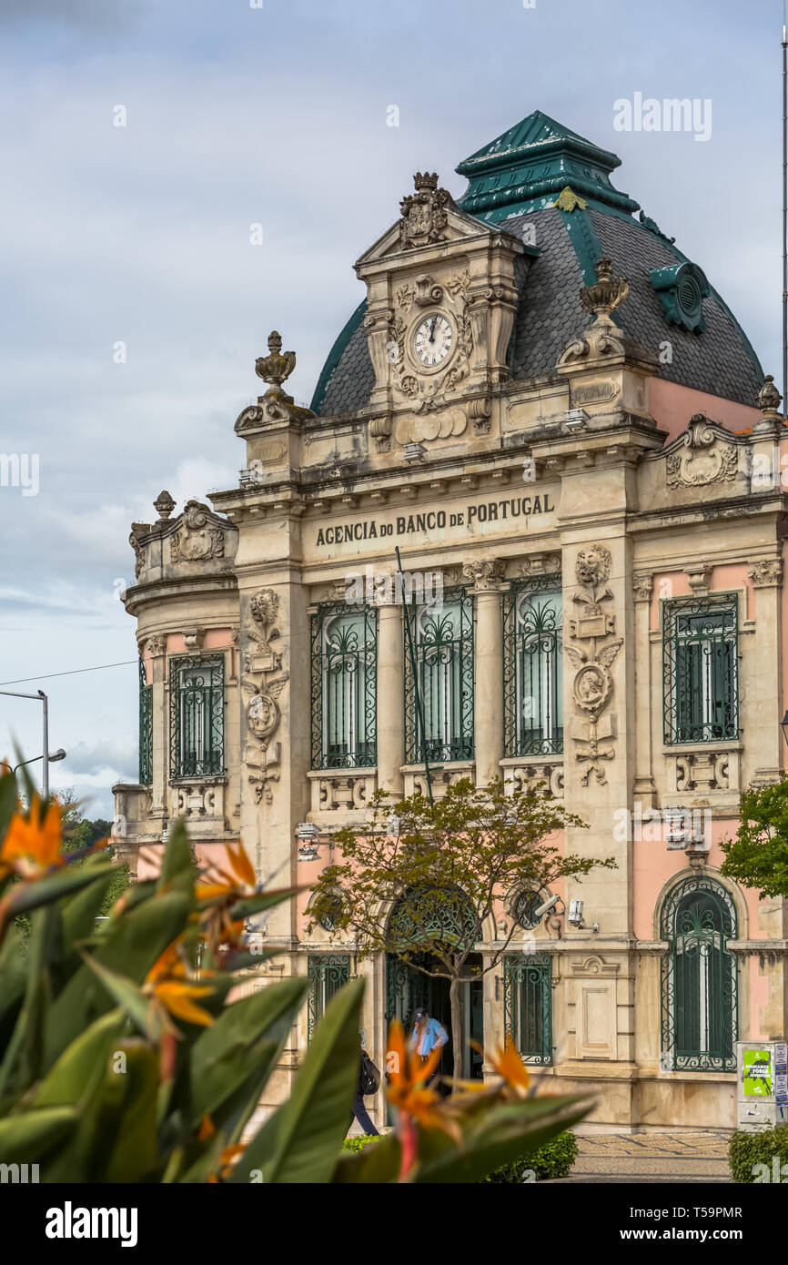 Coimbra / Portugal - 04 04 2019 : View of classic building with Banco de Portugal, the Portuguese public bank, in Coimbra Stock Photo