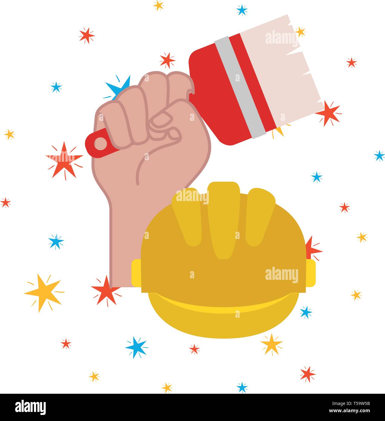 hand with paint brush tool isolated icon Stock Vector Image & Art - Alamy