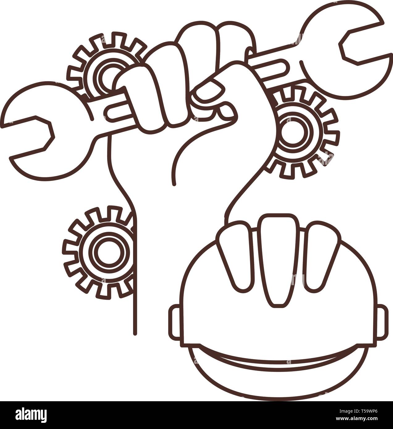hand with wrench tool isolated icon Stock Vector Image & Art - Alamy