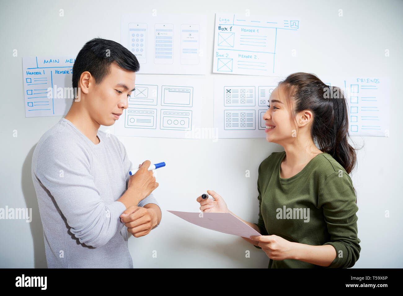 Creative team of user interface designers Stock Photo