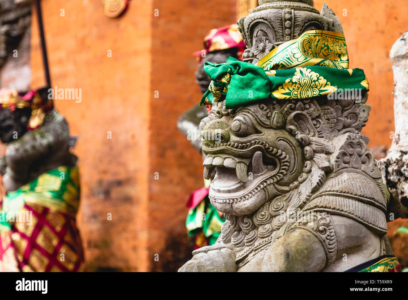 Decorated Statue at a Hindu Temple in Bali, Indonesia Stock Photo
