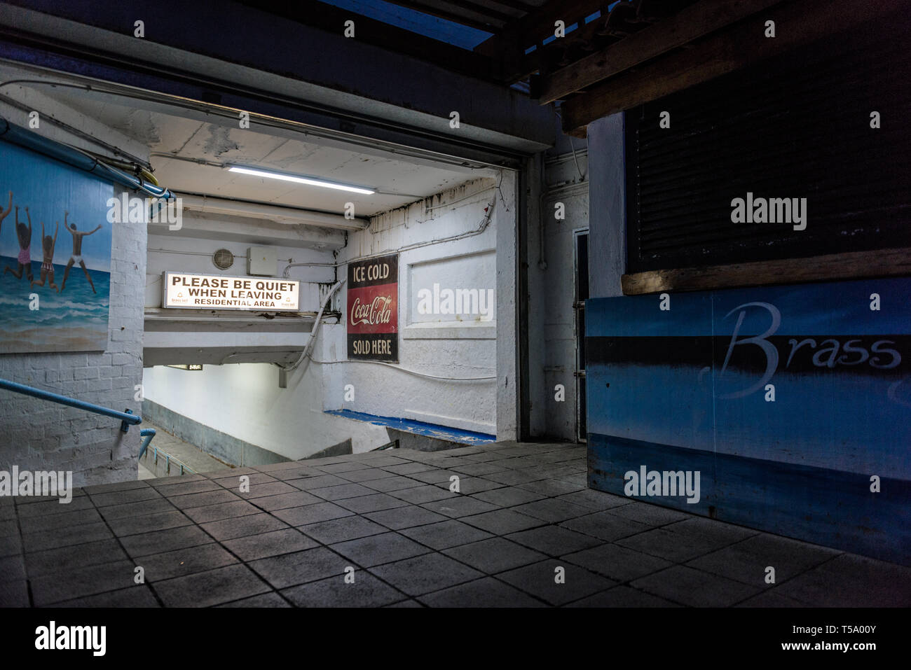 The railway subway to the Kalk Bay Brass Bell restaurant in South