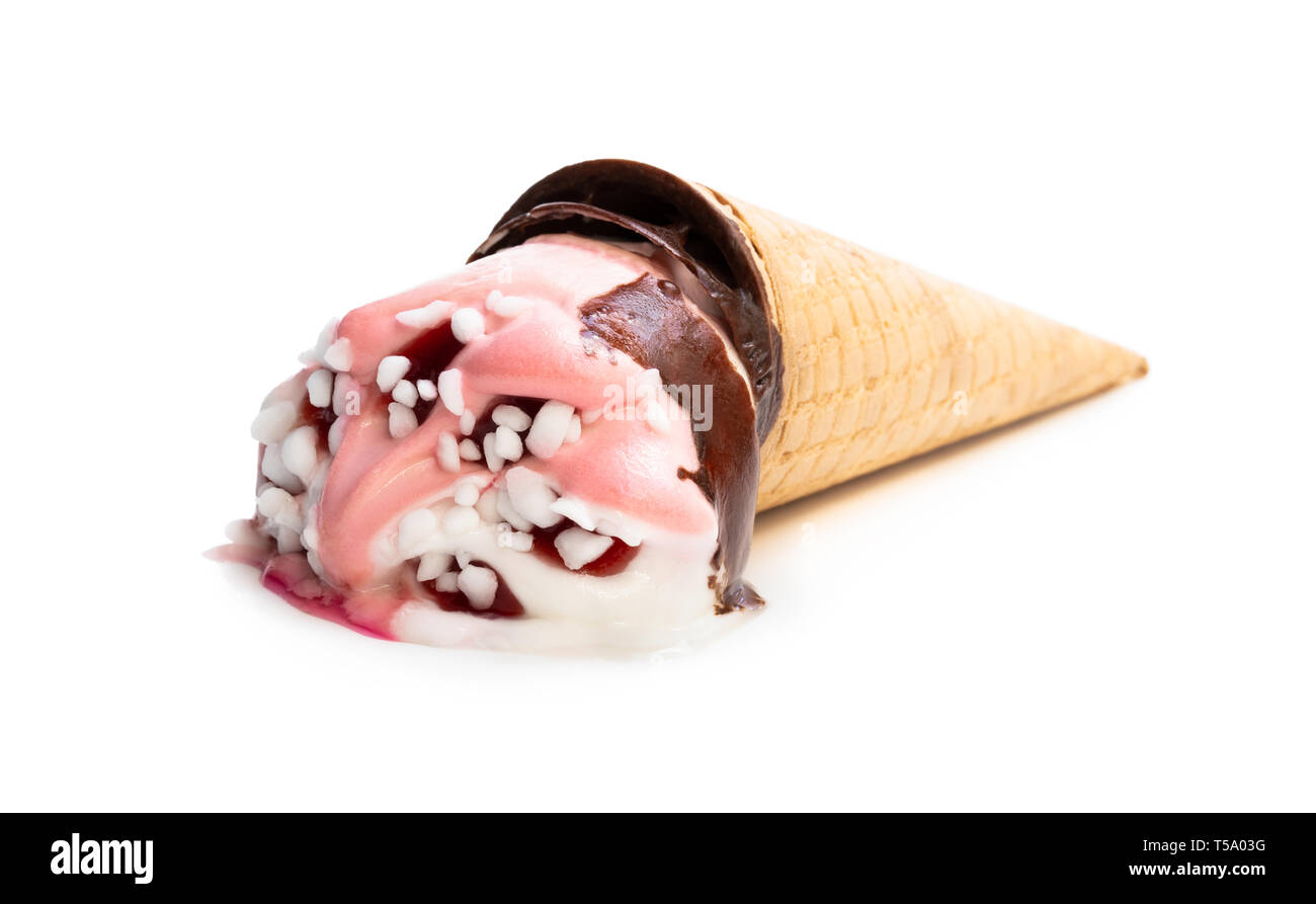 Melting ice cream isolated on white Stock Photo - Alamy