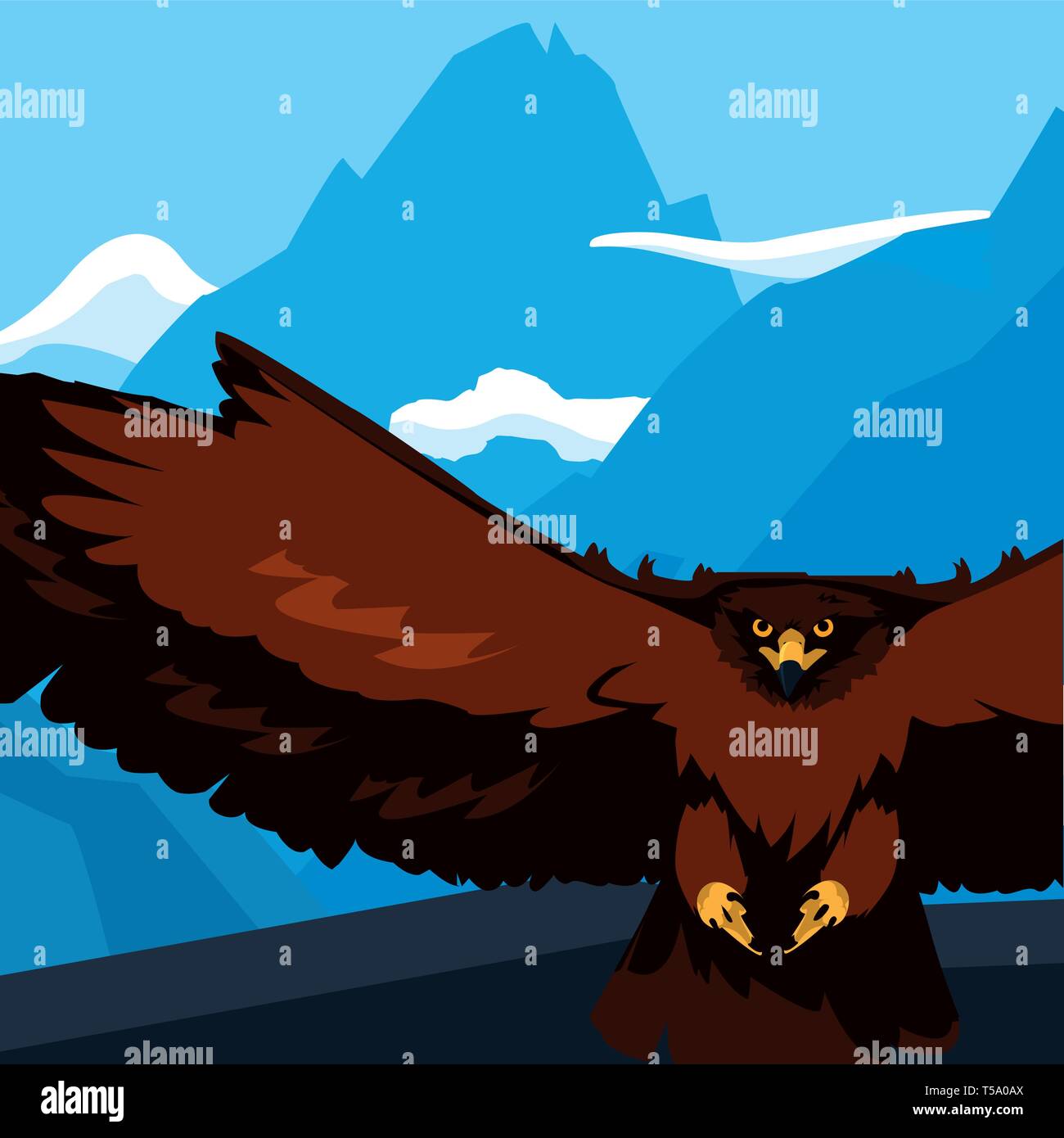 beautiful eagle flying in the snowscape majestic bird vector ...