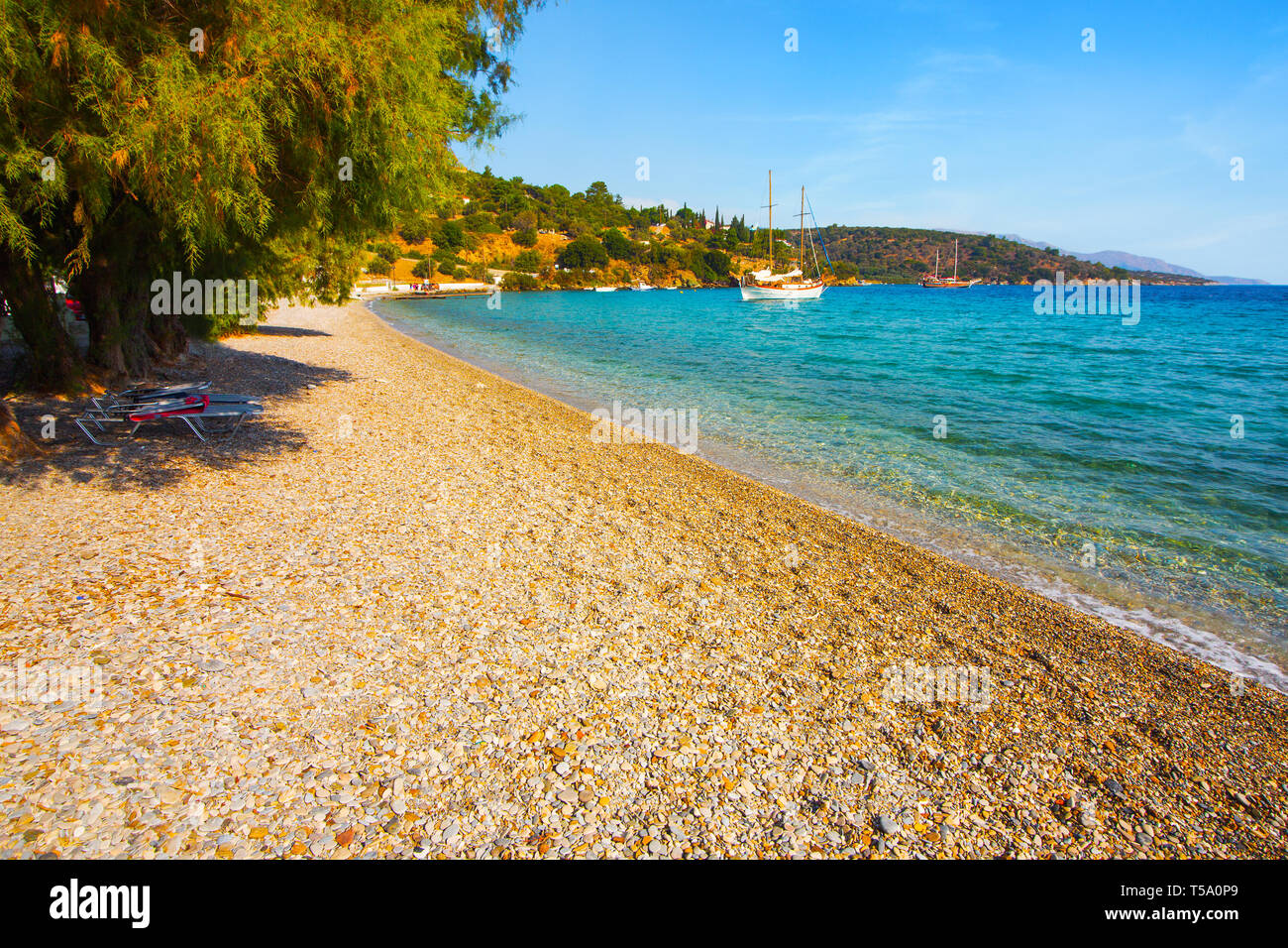 Beautiful Kerveli beach on Samos, Greece Stock Photo