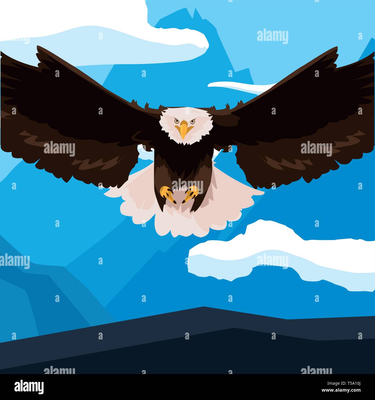 beautiful bald eagle flying in the snowscape vector illustration design ...