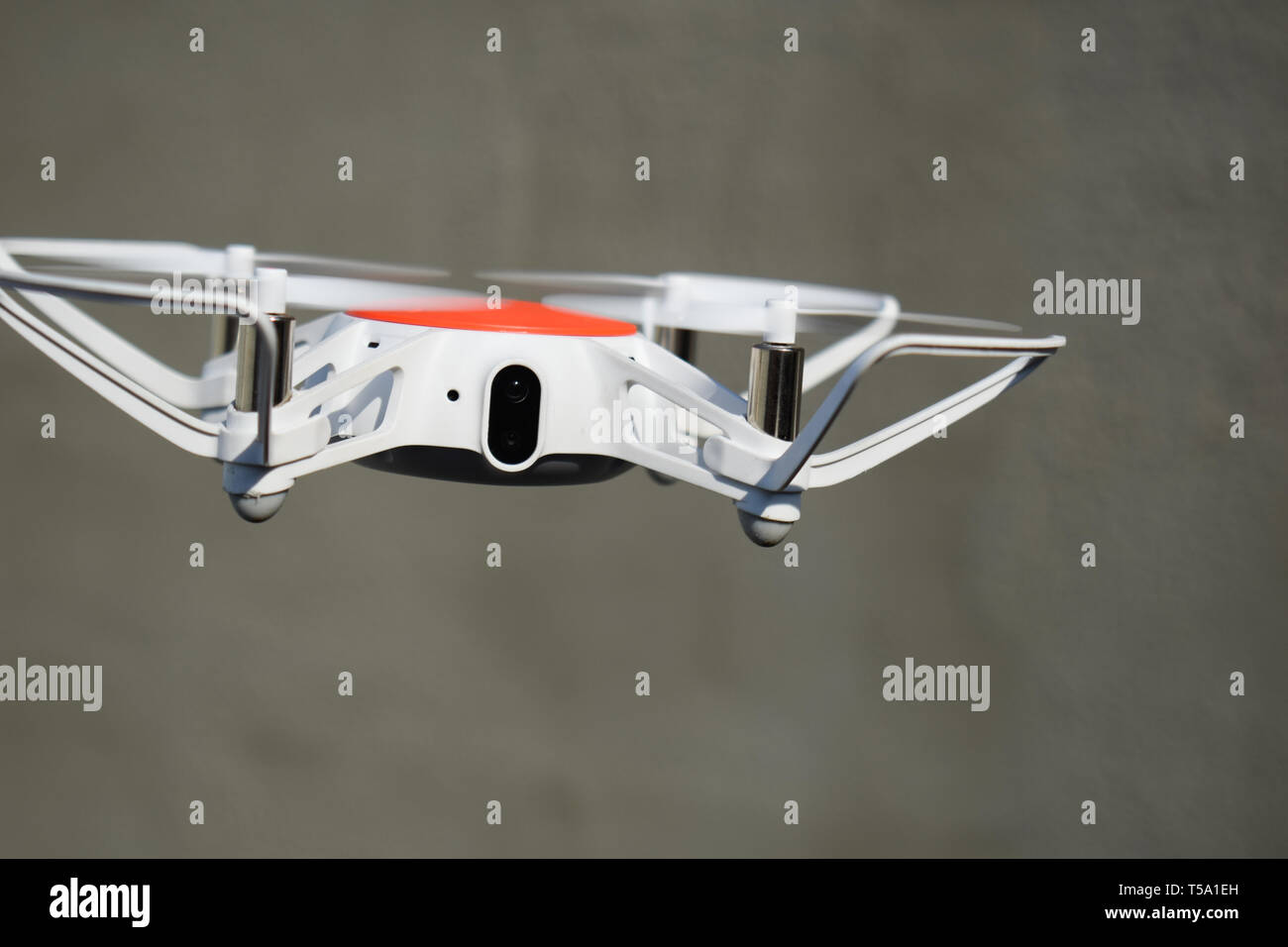 Quadcopter in flight with digital camera. New technologies in photo and ...