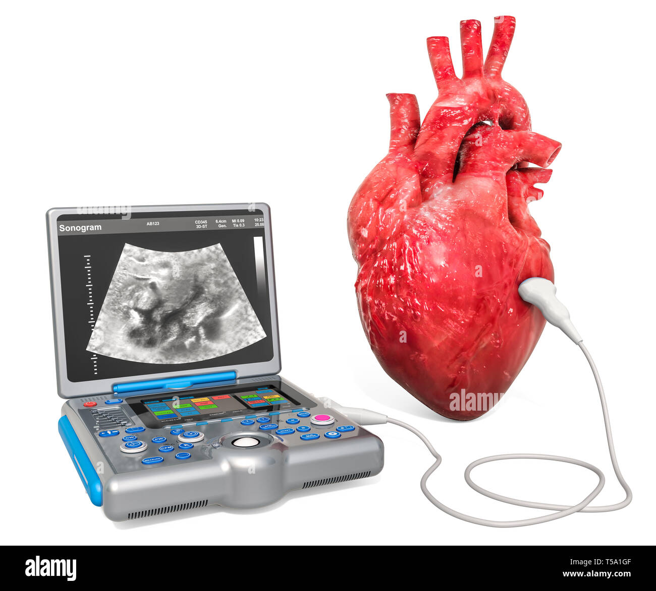Cardiac Ultrasound concept. Human heart with medical ultrasound