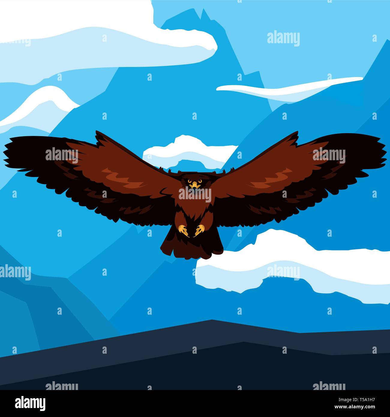 beautiful eagle flying in the snowscape majestic bird vector ...