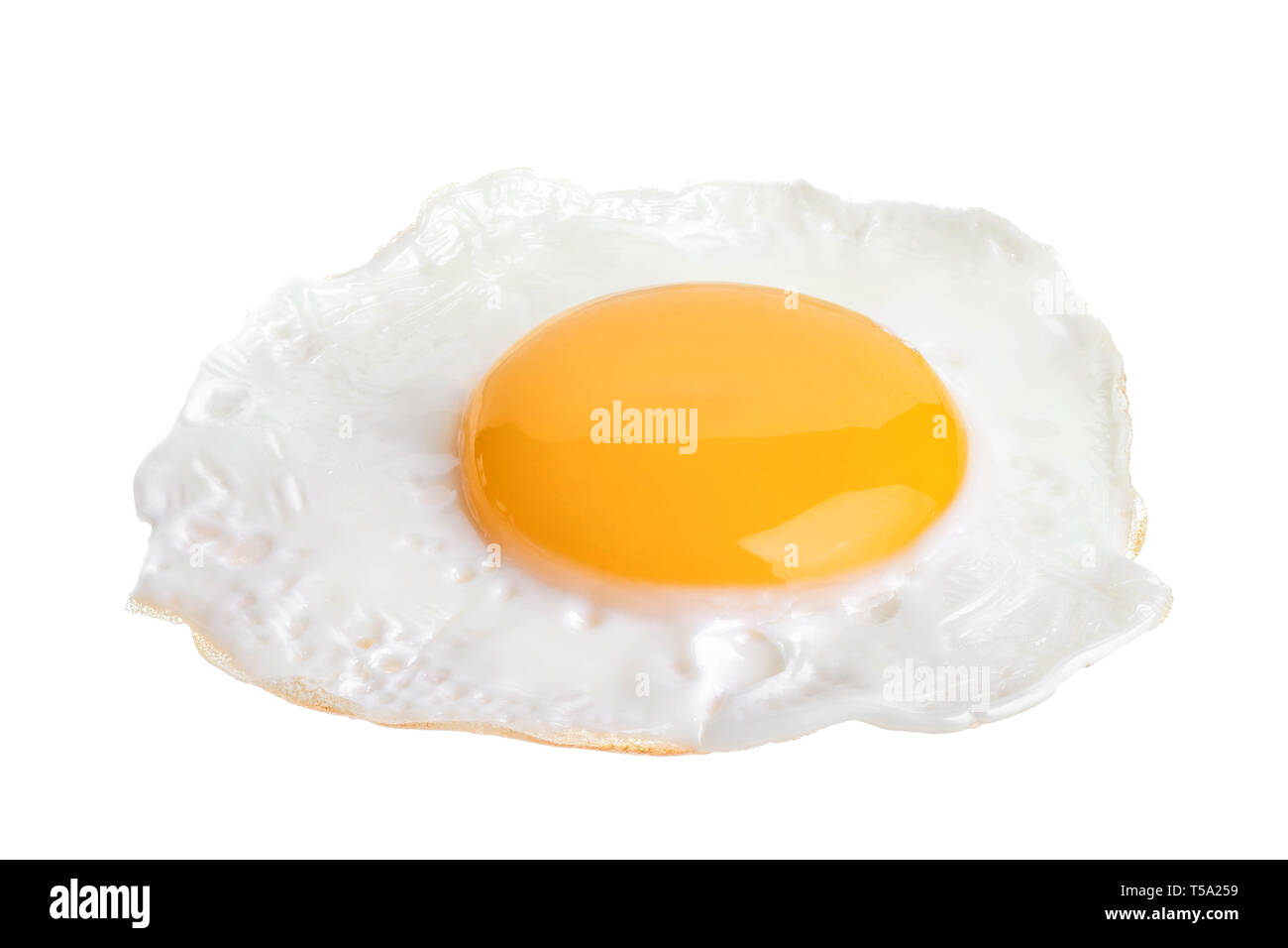 Fried egg isolated on white background closeup Stock Photo