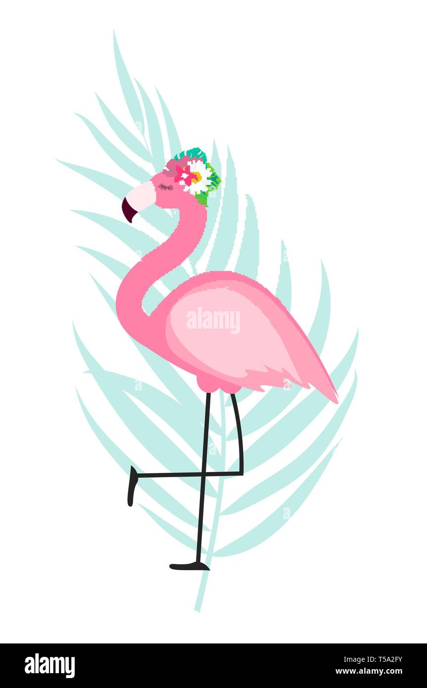 Cute Pink Flamingo Summer Background Vector Illustration Stock Vector ...