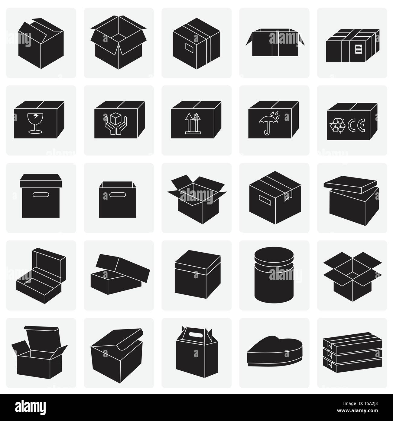 Boxes icons set on squares background for graphic and web design ...