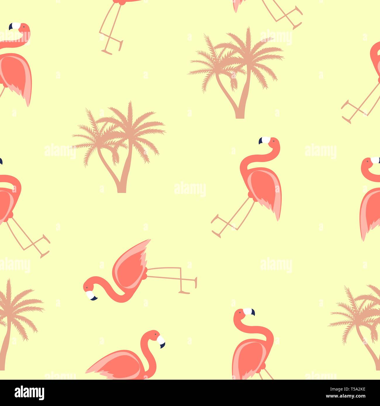 Cute Seamless Flamingo Pattern Vector Illustration Stock Vector Image ...
