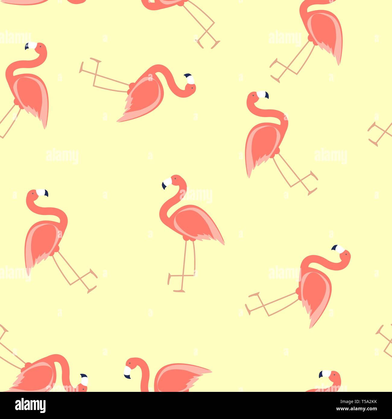 Cute Seamless Flamingo Pattern Vector Illustration Stock Vector Image ...