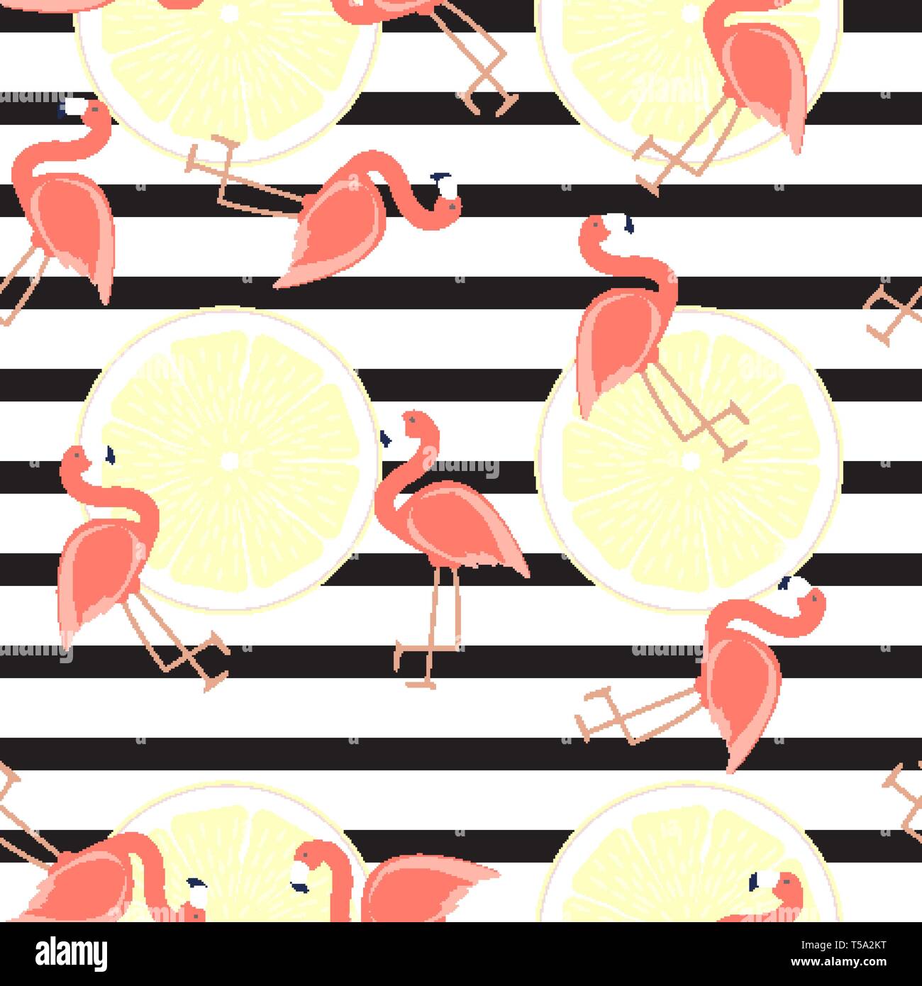 Cute Seamless Flamingo Pattern Vector Illustration Stock Vector Image ...