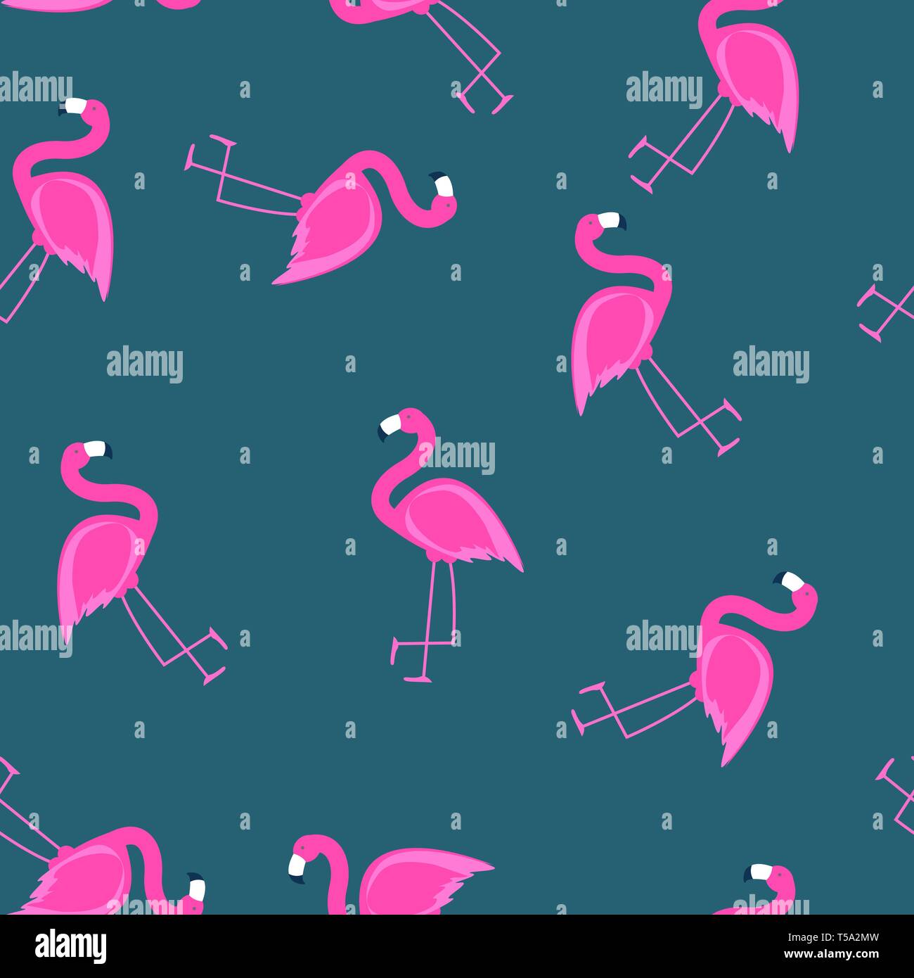 Cute Seamless Flamingo Pattern Vector Illustration Stock Vector Image ...