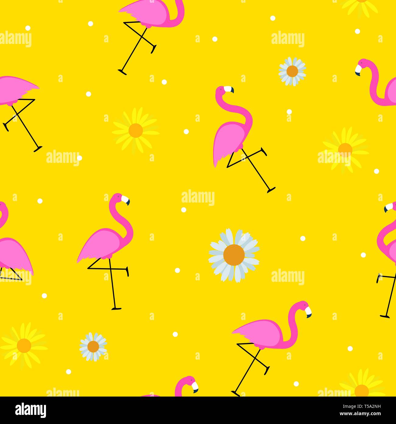 Cute Seamless Flamingo Pattern Vector Illustration Stock Vector Image ...